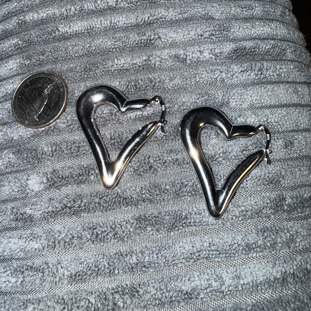 925 Silver Heart Hoop Earrings